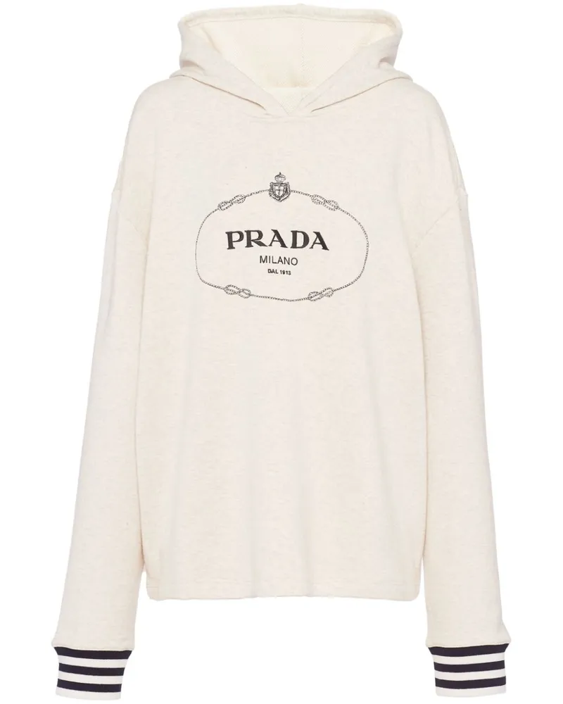 Prada Hoodie mit Logo-Stickerei - Nude Nude