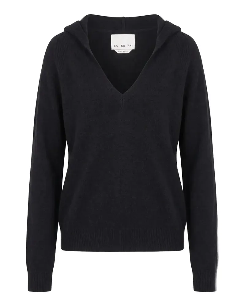 Sa Su Phi cashmere V-neck hoodie - Schwarz Schwarz