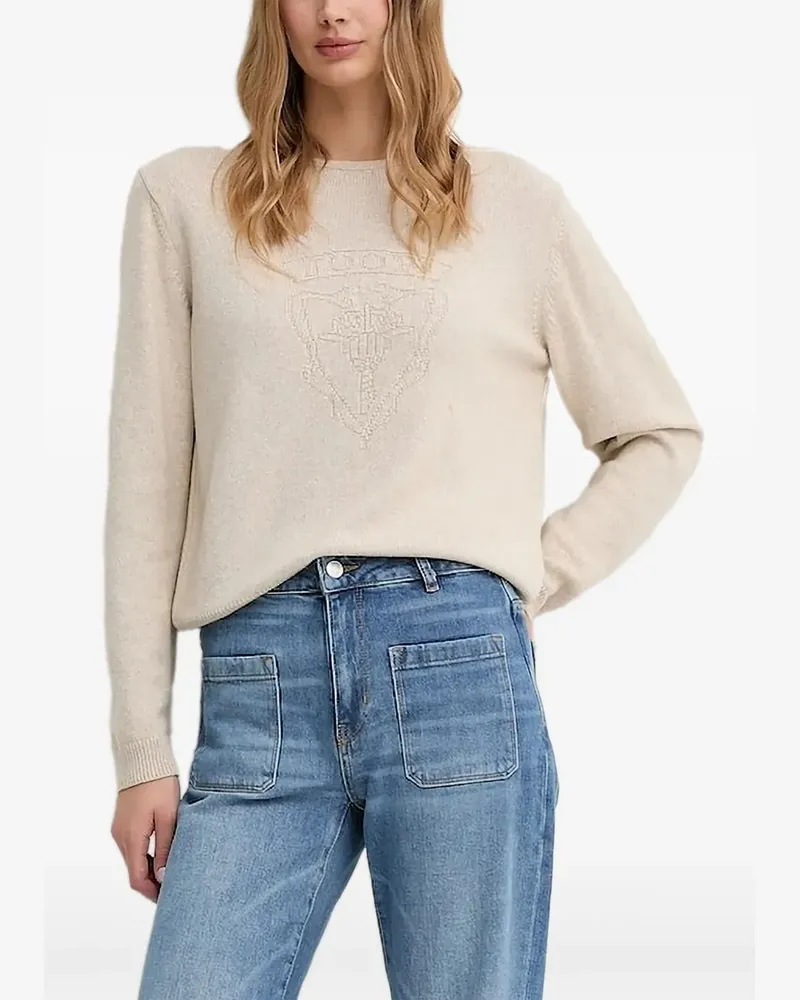 JOOP! Pullover mit aufgesticktem Wappen - Nude Nude