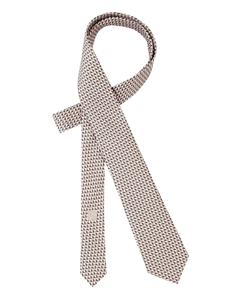 Giorgio Armani geometric-pattern tie - Weiß Weiß