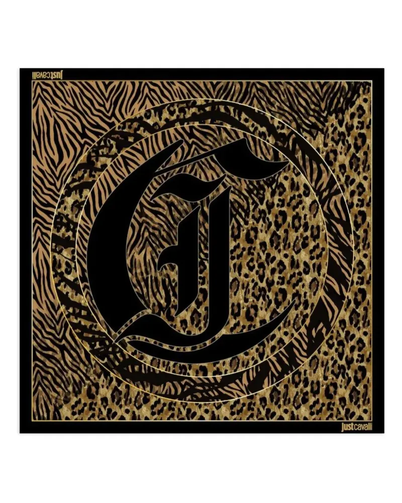 Just Cavalli Seidenschal mit Print - Schwarz Schwarz