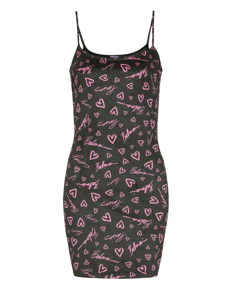 Balmain Minikleid mit Crush-Print - Schwarz Schwarz