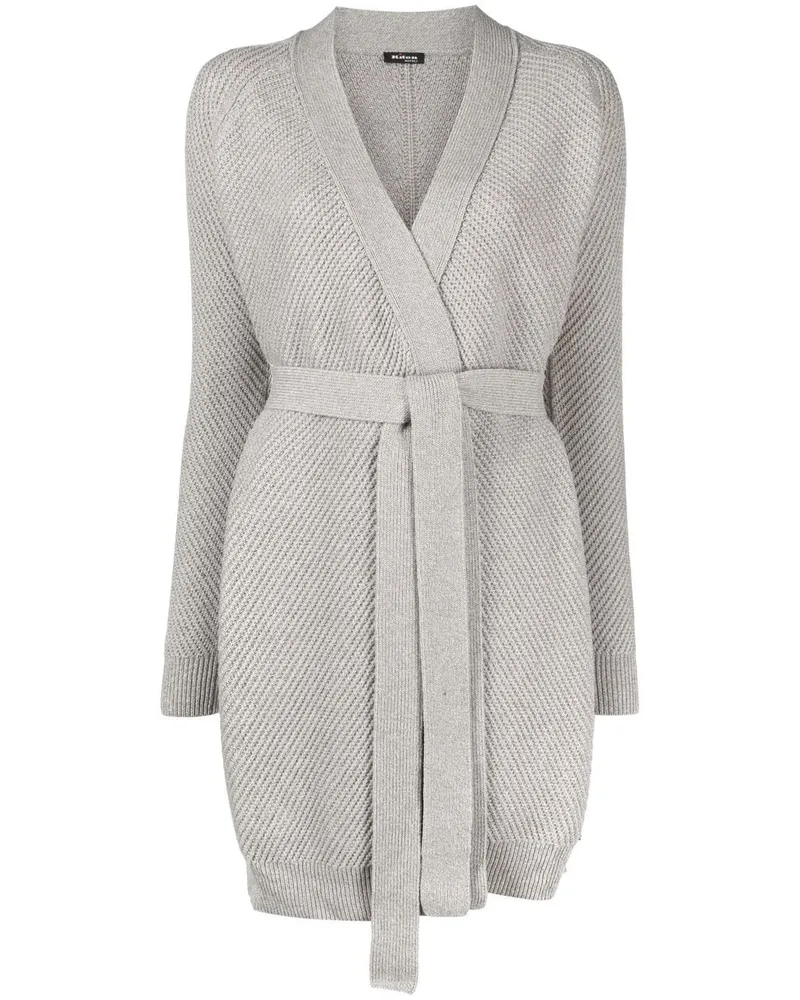 Kiton Kaschmircardigan mit Bindegürtel - Grau Grau