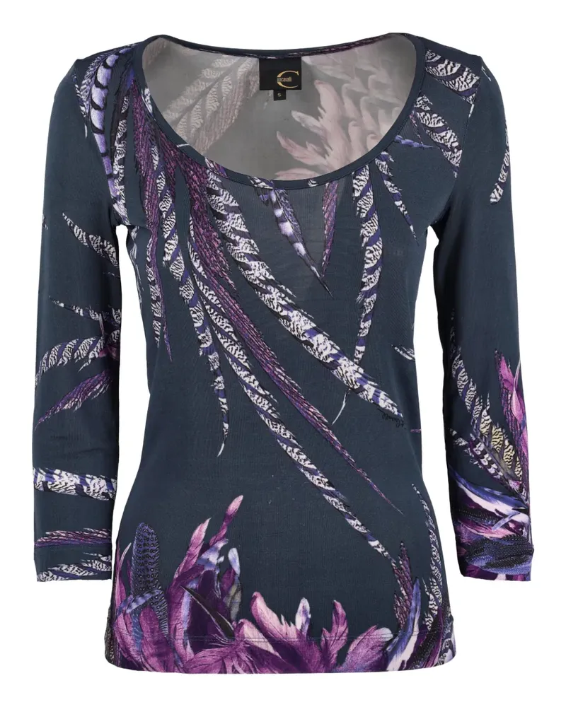 Just Cavalli Feather-print top - Blau Blau