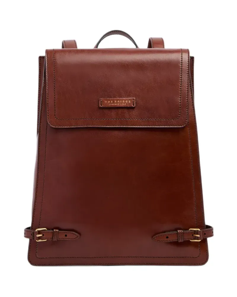 The Bridge buckle-detail leather backpack - Braun Braun