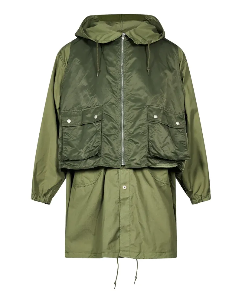 Comme des Garçons layered-design hooded coat - Grün Grün