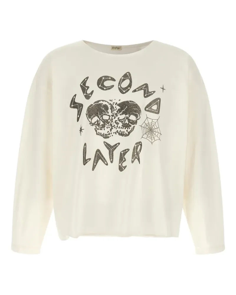 Second/Layer Langarmshirt mit grafischem Print - Nude Nude