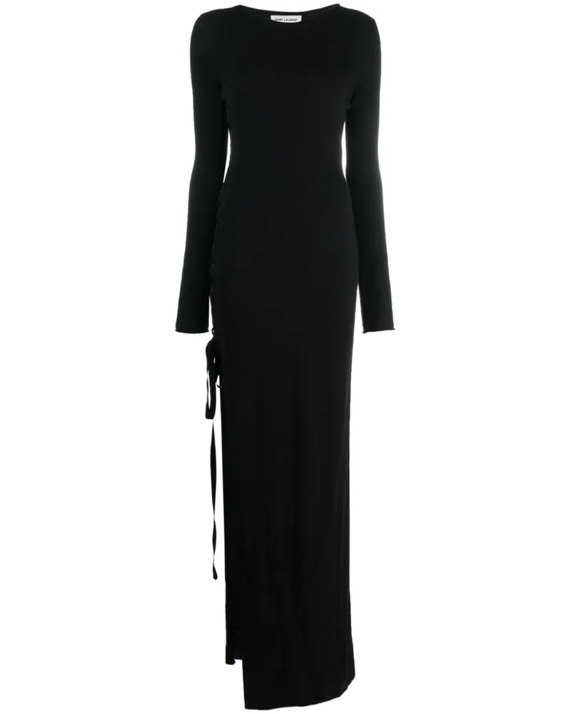 Saint Laurent Maxikleid mit seitlichem Schlitz - Schwarz Schwarz