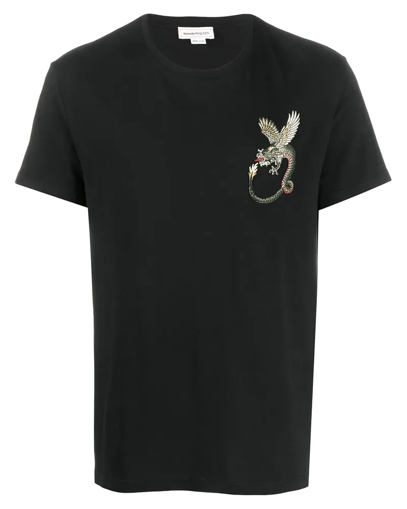 Alexander McQueen T-Shirt mit Drachen-Patch - Schwarz Schwarz