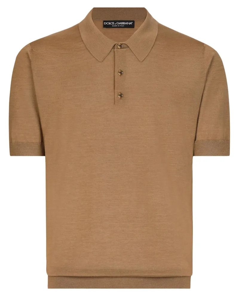 Dolce & Gabbana Fein gestricktes Poloshirt - Braun Braun