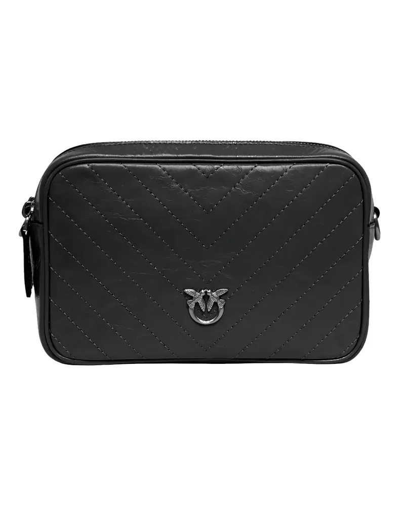 Pinko Mittelgroße Umhängetasche aus Leder - Schwarz Schwarz