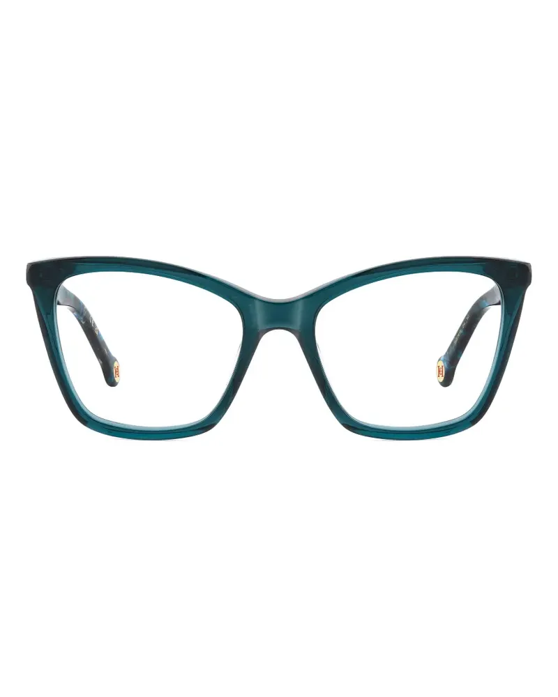 Carolina Herrera New York Cat-Eye-Brille mit Logo-Schild - Grün Grün
