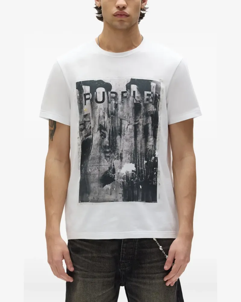 PURPLE BRAND T-Shirt mit abstraktem Print - Weiß Weiß