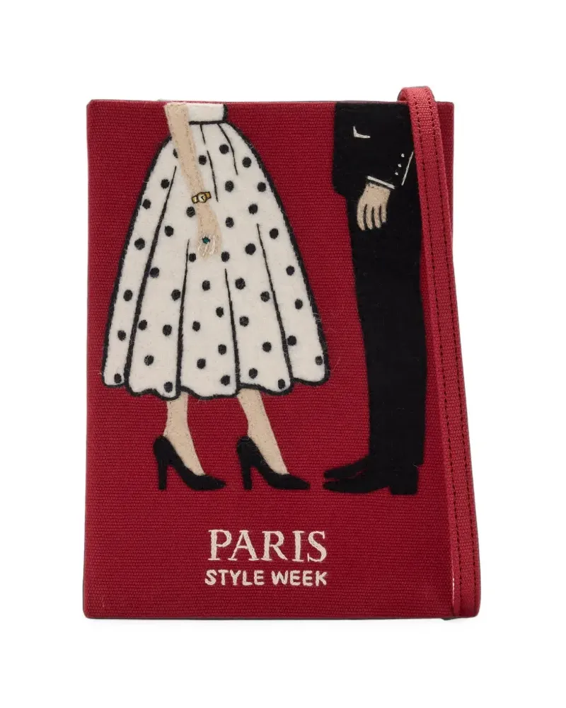 Olympia Le-Tan Paris Style Week Clutch mit Stickerei - Rot Rot