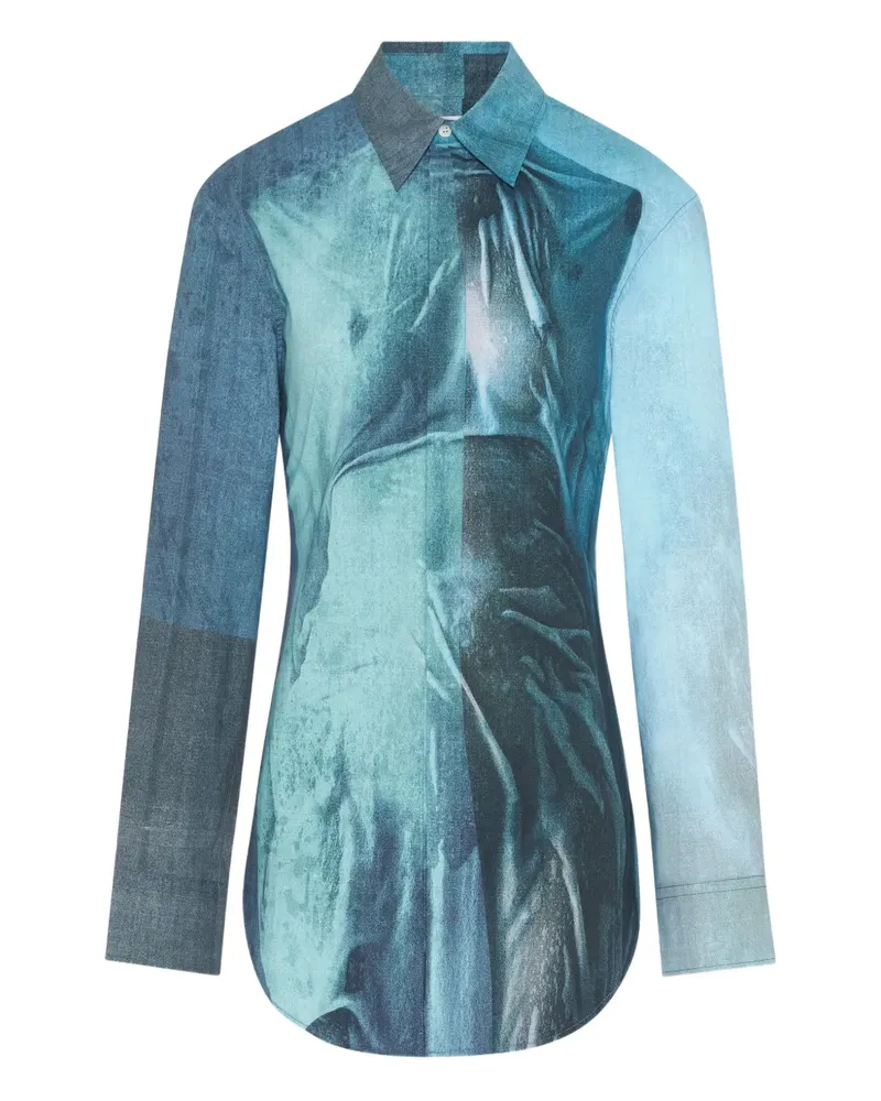 Jean Paul Gaultier Geknöpftes Hemd mit The Water-Print - Blau Blau