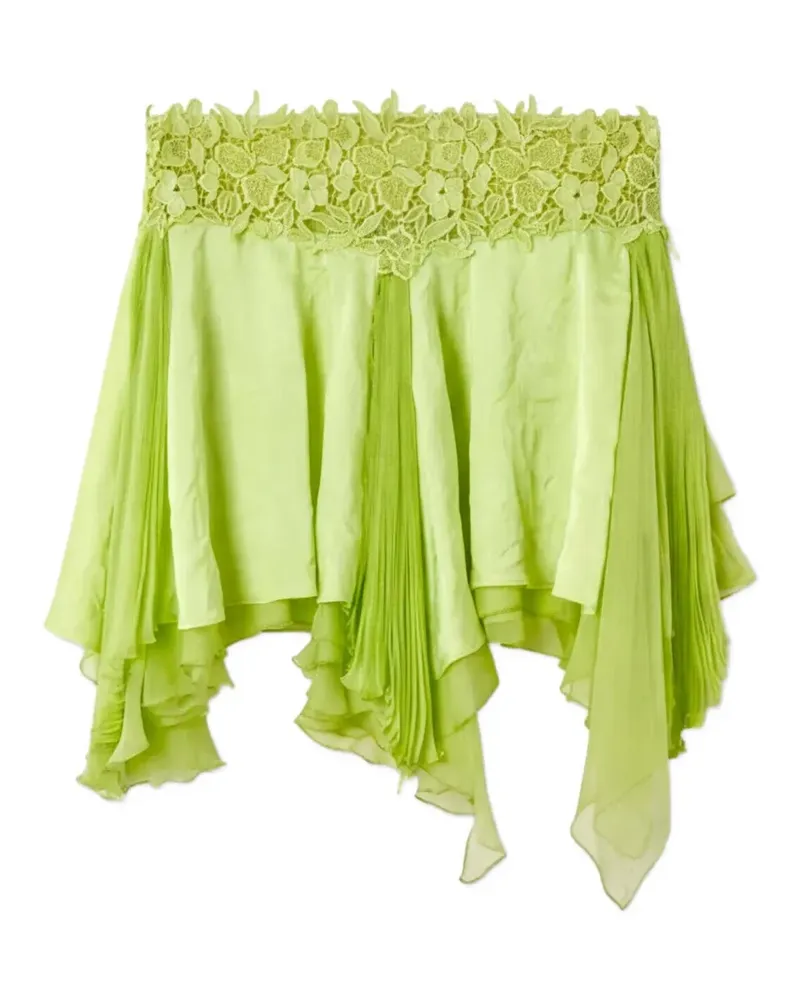 Versace lace-trim pleated mini skirt - Grün Grün
