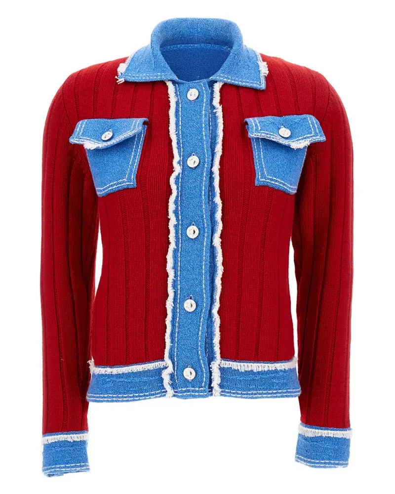 Barrie Gerippte Jacke mit Jeansbesatz - Rot Rot