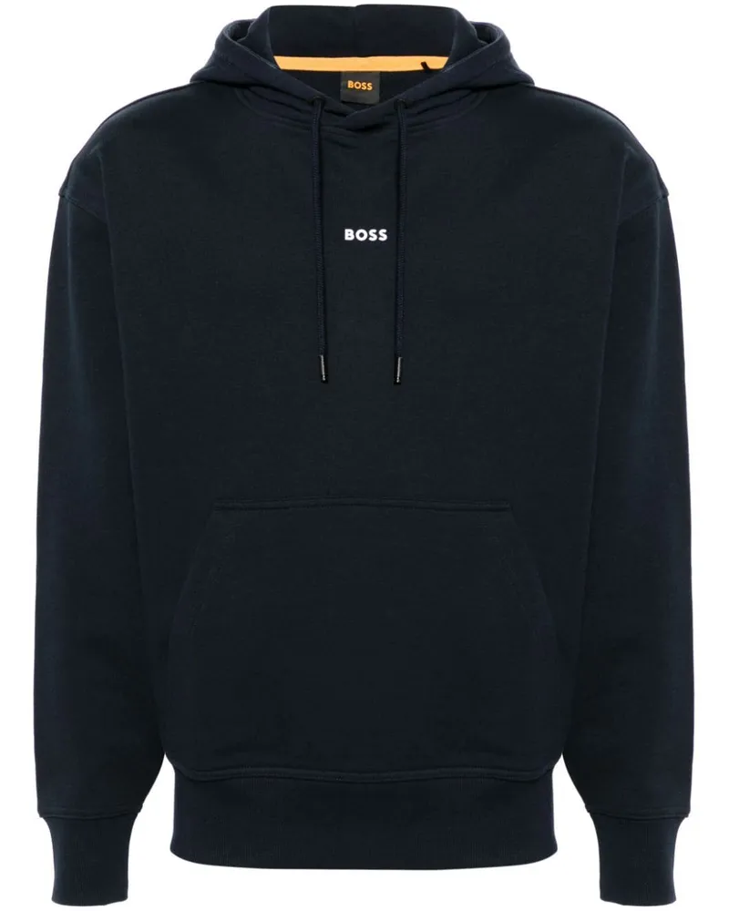 HUGO BOSS Hoodie mit gummiertem Logo - Blau Blau