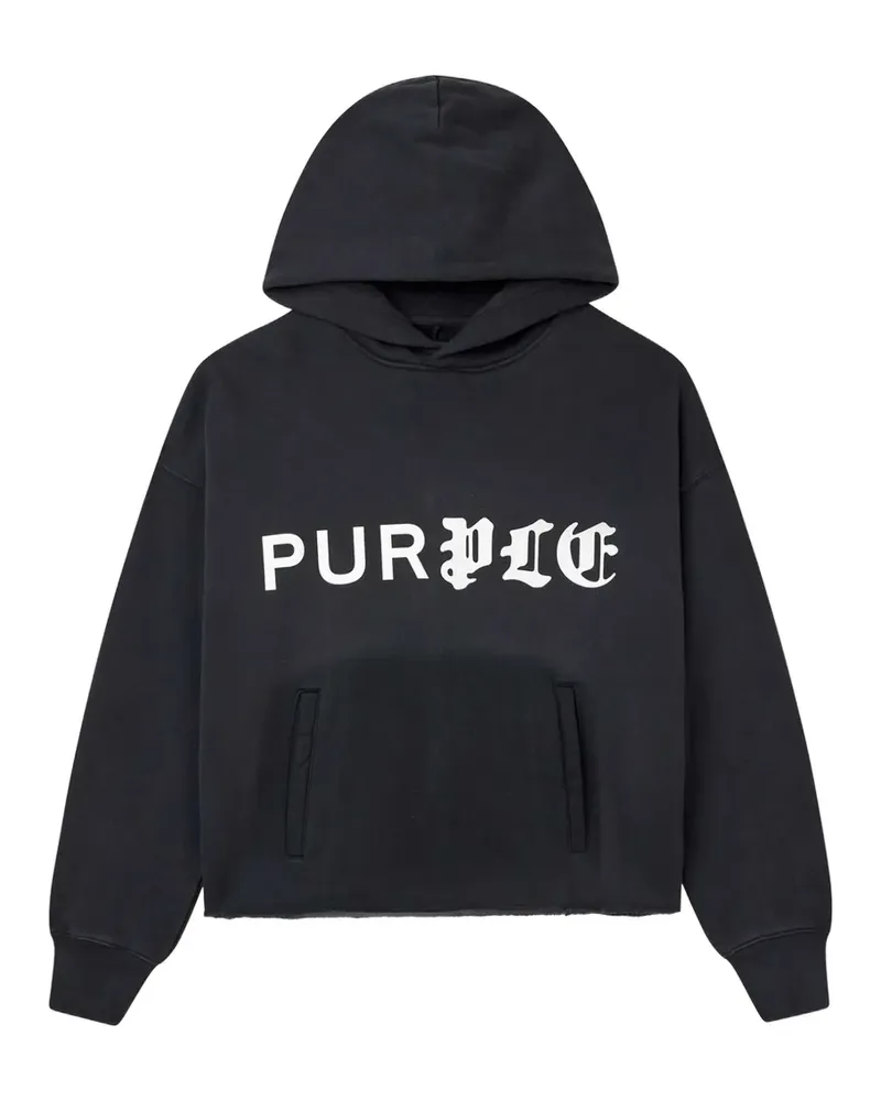 PURPLE BRAND logo-print raw-edge hoodie - Schwarz Schwarz