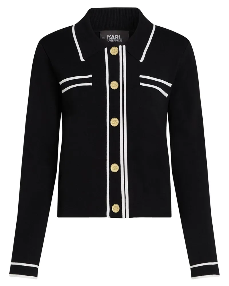 Karl Lagerfeld Essential Cardigan mit Paspeln - Schwarz Schwarz