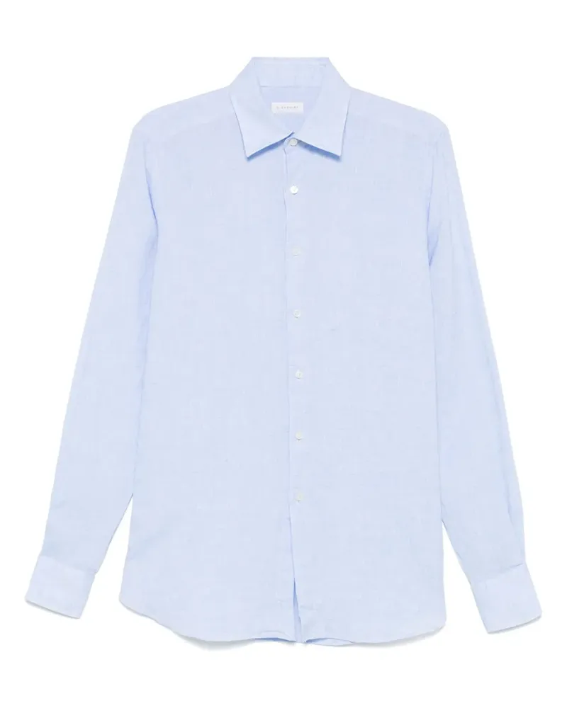 Glanshirt Hemd aus Leinen - Blau Blau