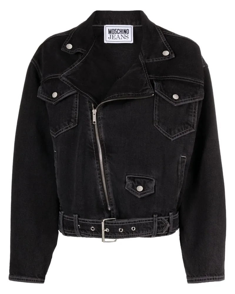 Moschino Bikerjacke mit Gürtel - Schwarz Schwarz