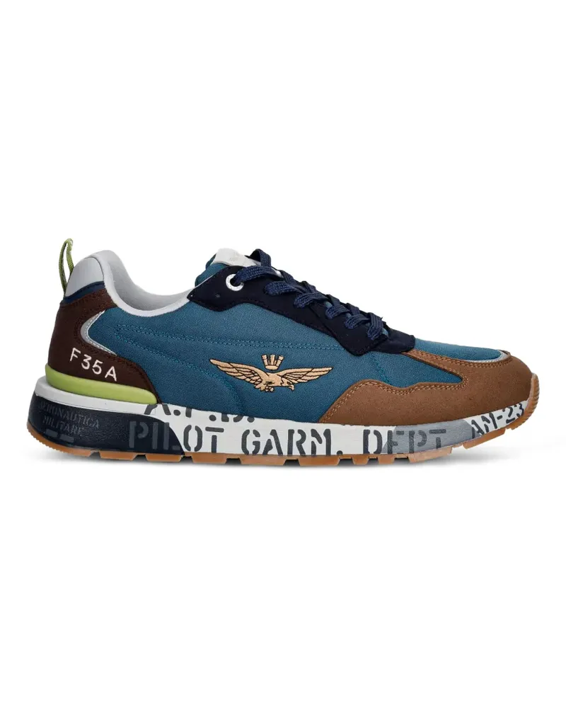 Aeronautica Militare logo-embroidered panelled sneakers - Blau Blau