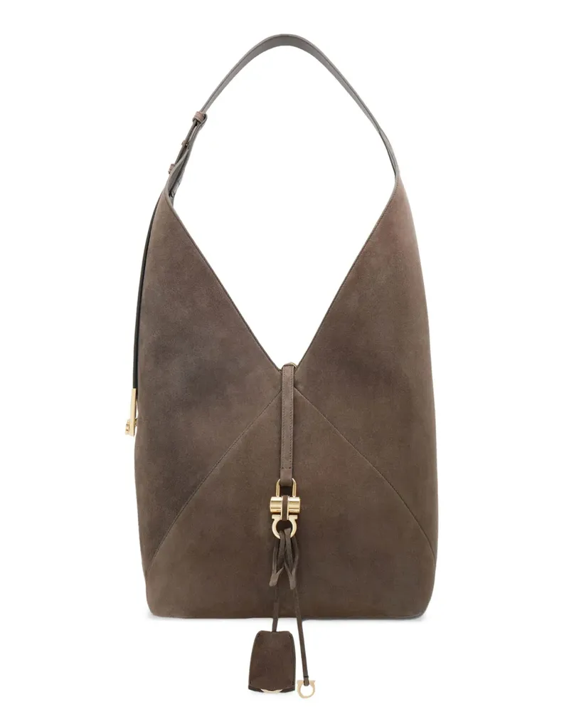 Ferragamo Große Origami Schultertasche - Grau Grau