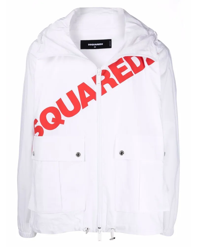 Dsquared2 Kapuzenjacke mit aufgesetzten Taschen - Weiß Weiß