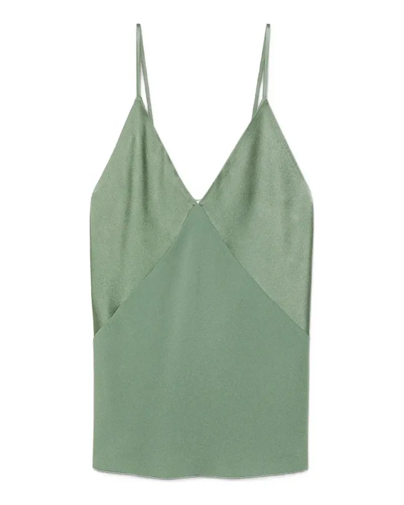forte_forte satin V-neck slip top - Grün Grün
