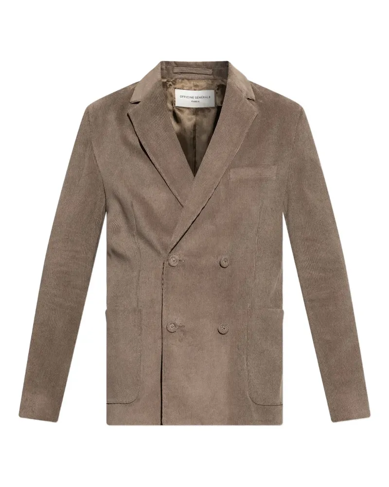 Officine Generale Leon double-breasted corduroy blazer - Nude Nude