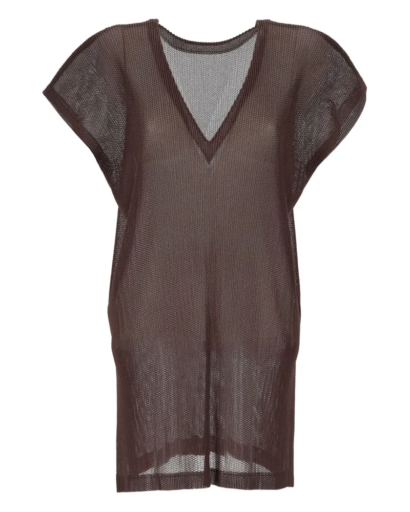 Issey Miyake Kleid mit V-Ausschnitt - Braun Braun