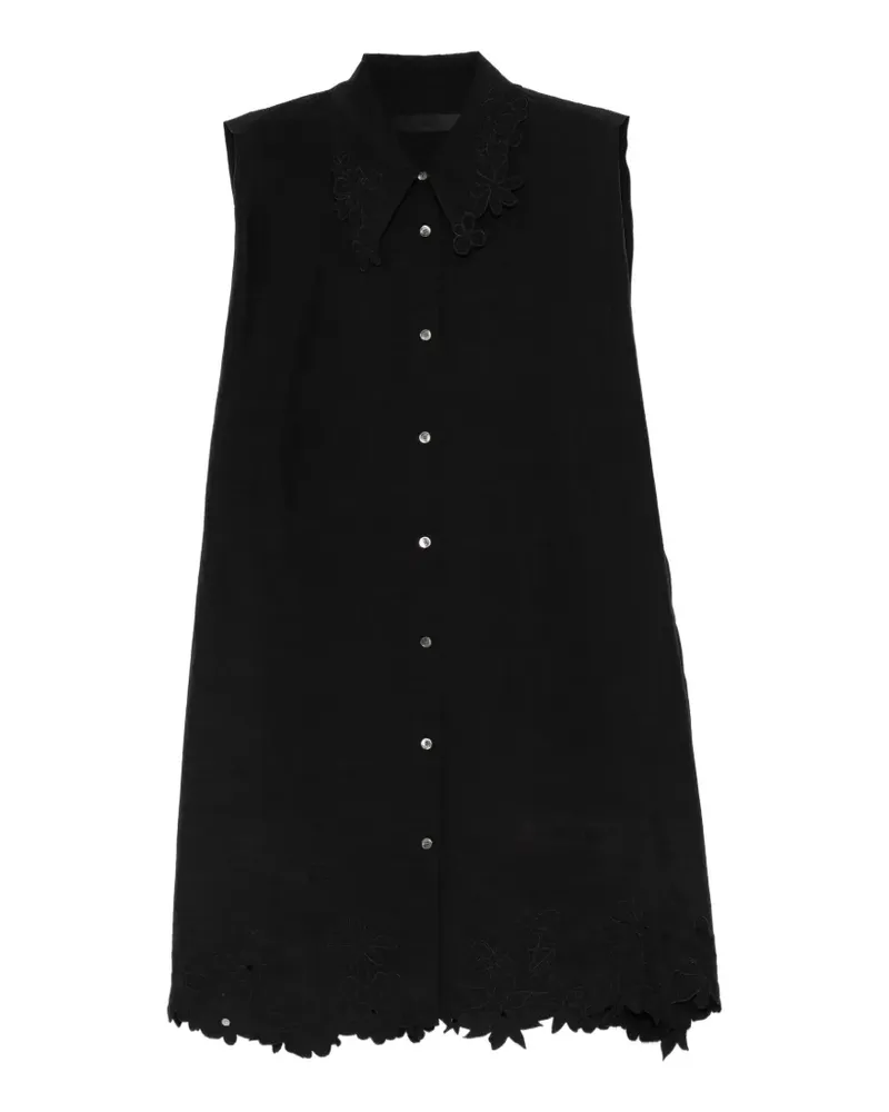 JNBY Hemdkleid in Knitteroptik mit Blumenstickerei - Schwarz Schwarz