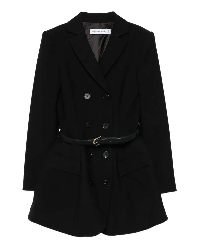 Self-Portrait Doppelreihiges Kleid mit Gürtel - Schwarz Schwarz