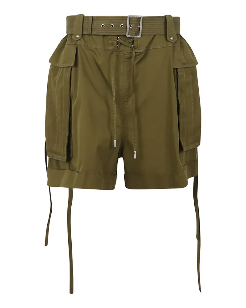 Alexander McQueen belted cargo-pocket oversized shorts - Grün Grün