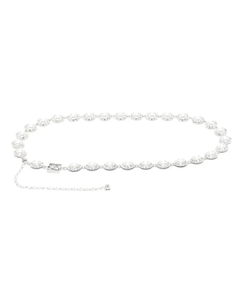 Magda Butrym pearl-crystal chain belt - Silber Silber