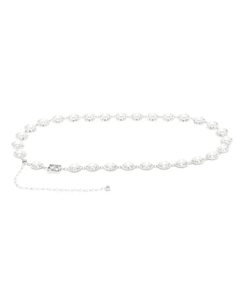 Magda Butrym pearl-crystal chain belt - Silber Silber