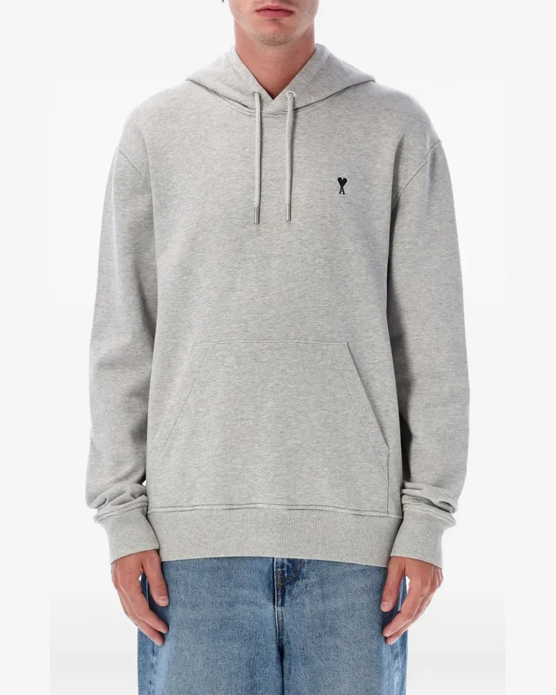 AMI Paris grey cotton hoodie with Ami de Coeur - Grau Grau