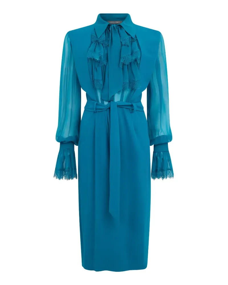 Alberta Ferretti ruffled midi dress - Blau Blau