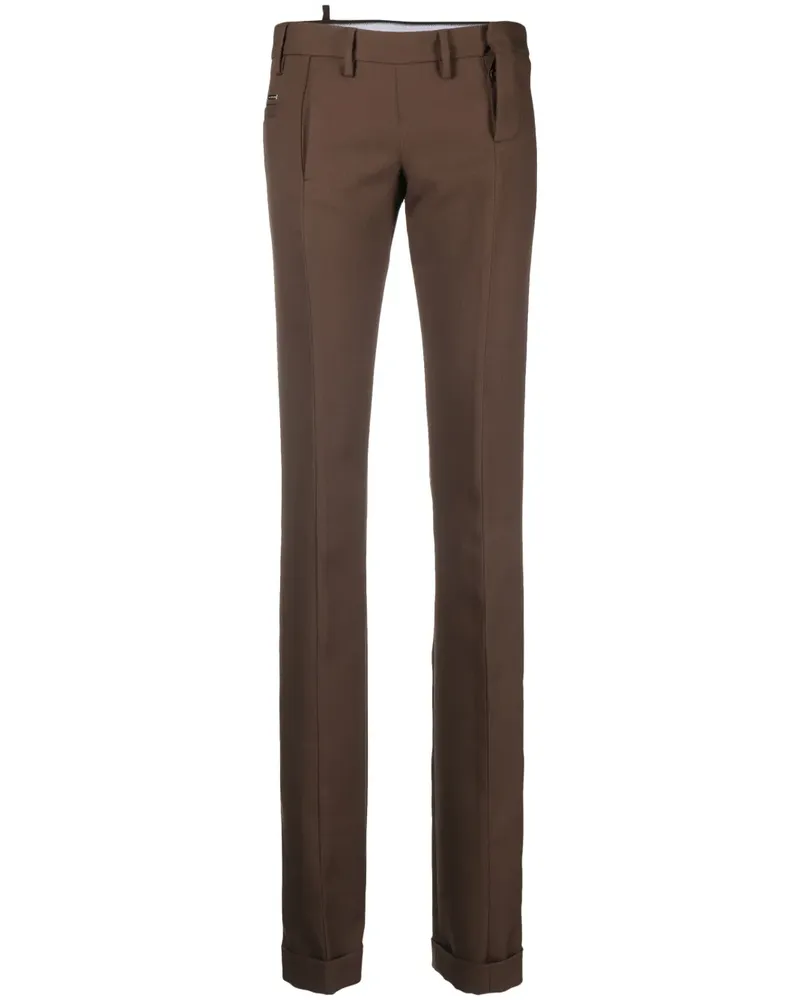 Dsquared2 Schmale Hose mit hohem Bund - Braun Braun