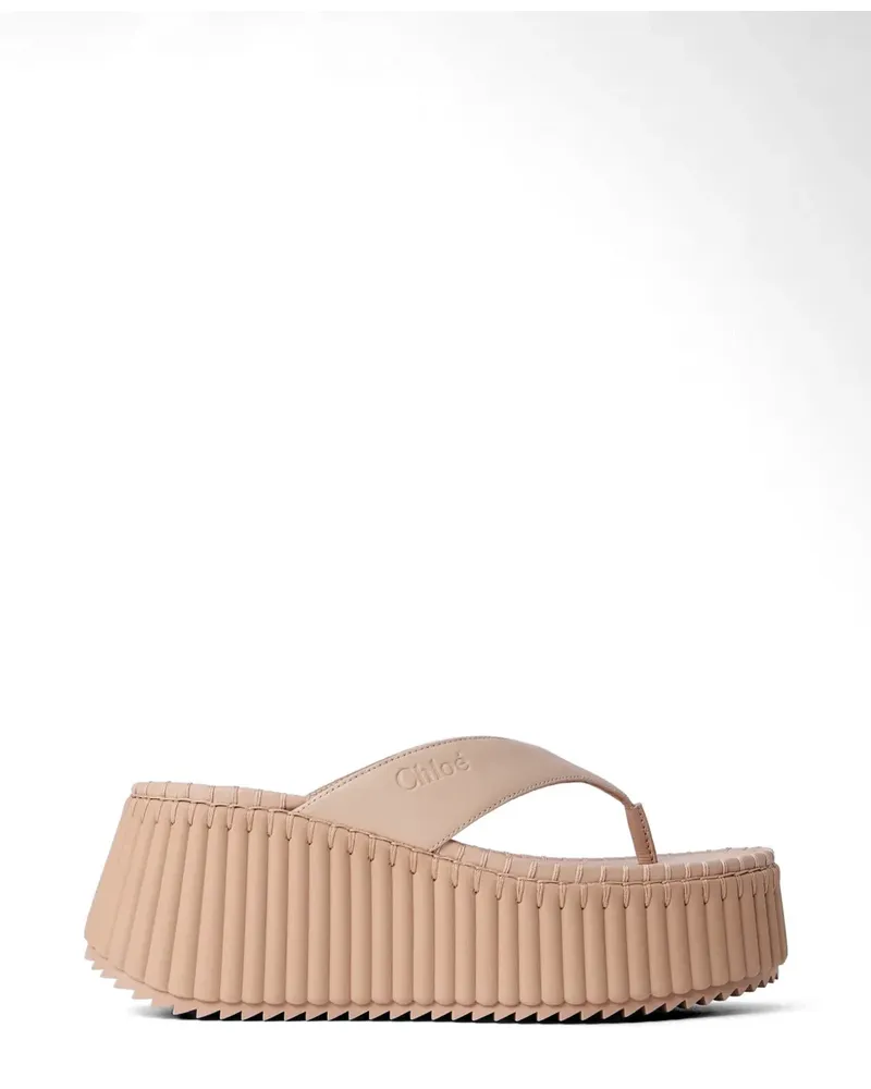 Chloé logo-debossed sandals - Nude Nude