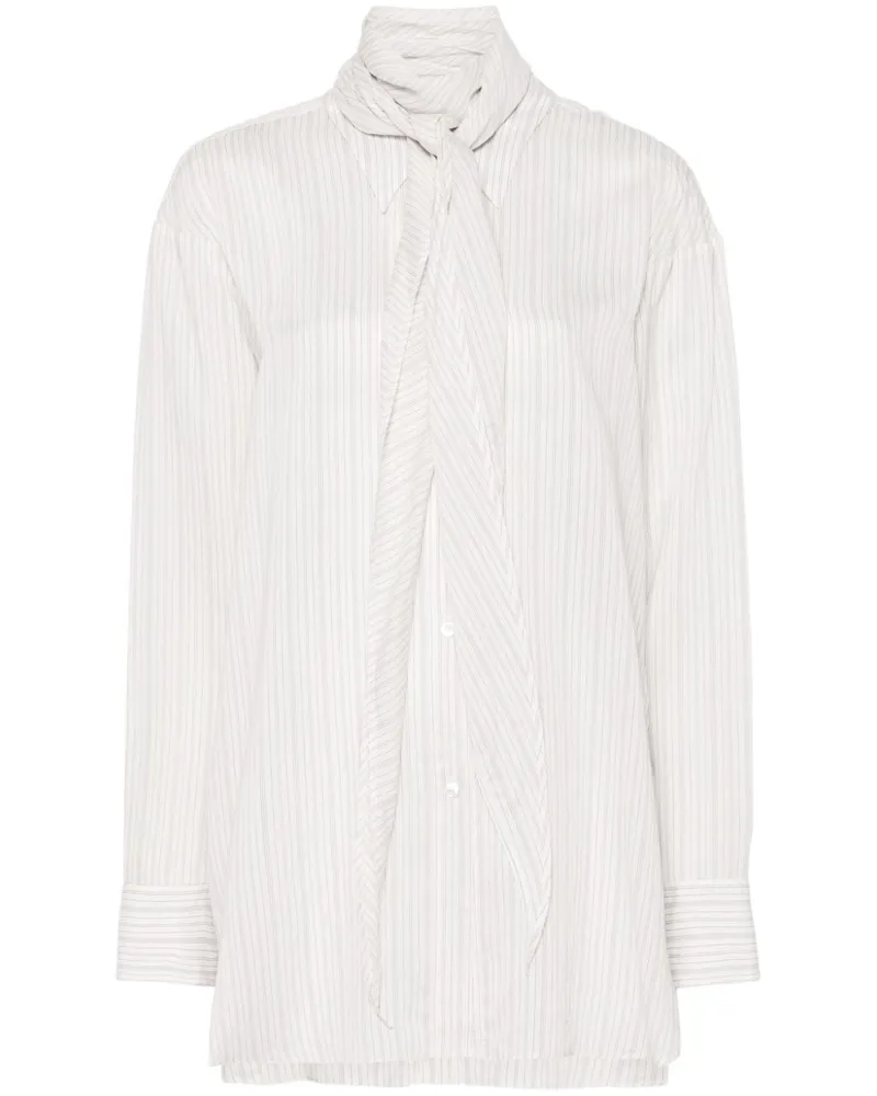 Dorothee Schumacher Gestreifte Bluse mit Schaldetail - Weiß Weiß