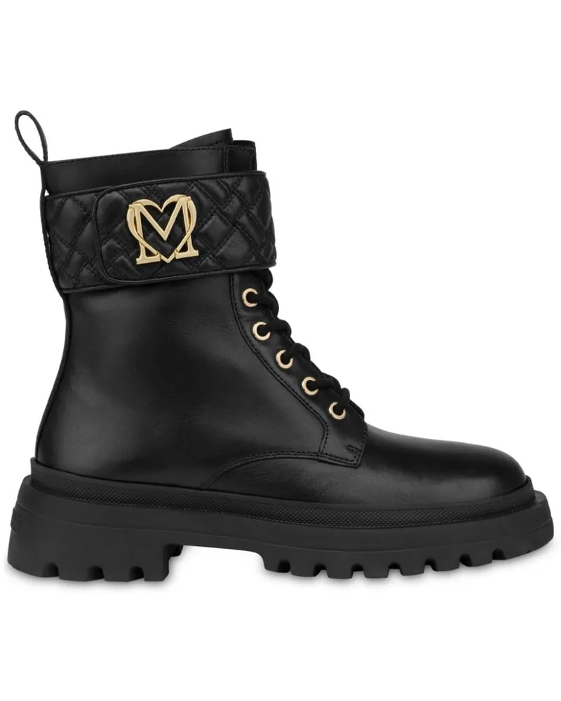 Moschino Stiefeletten mit Logo-Schild Schwarz