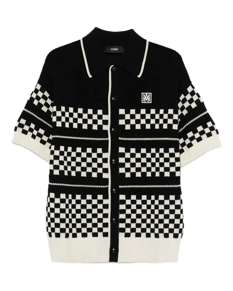 Amiri Kariertes Mesh-Hemd - Schwarz Schwarz