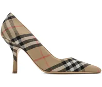 Karierte Dame Pumps 90mm - Nude
