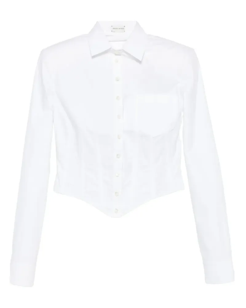 Magda Butrym Cropped-Hemd mit Corsage - Weiß Weiß