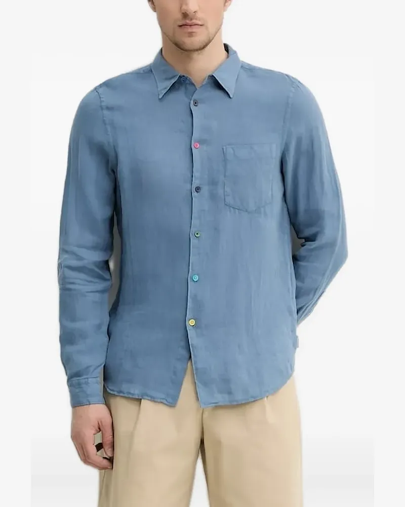 Paul Smith Leinenhemd mit bunten Knöpfen - Blau Blau