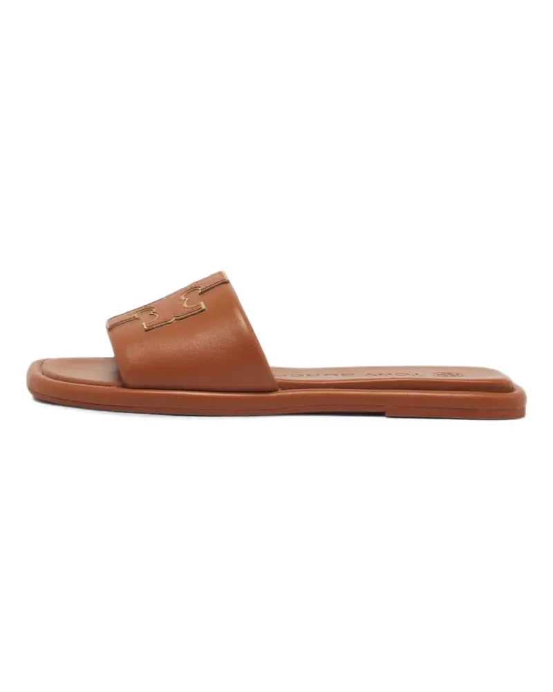 Tory Burch Double T logo-patch sandals - Braun Braun