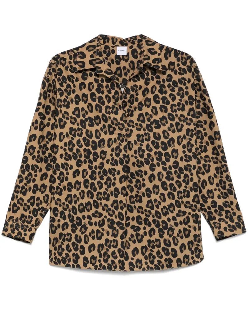 ASPESI Hemd mit Animal-Print - Braun Braun