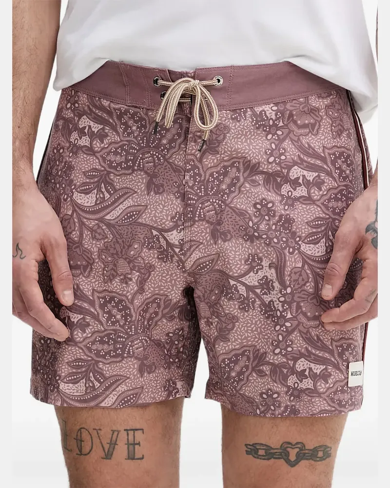 Hurley Badeshorts mit Paisley-Print und Seitenstreifen - Rosa Rosa